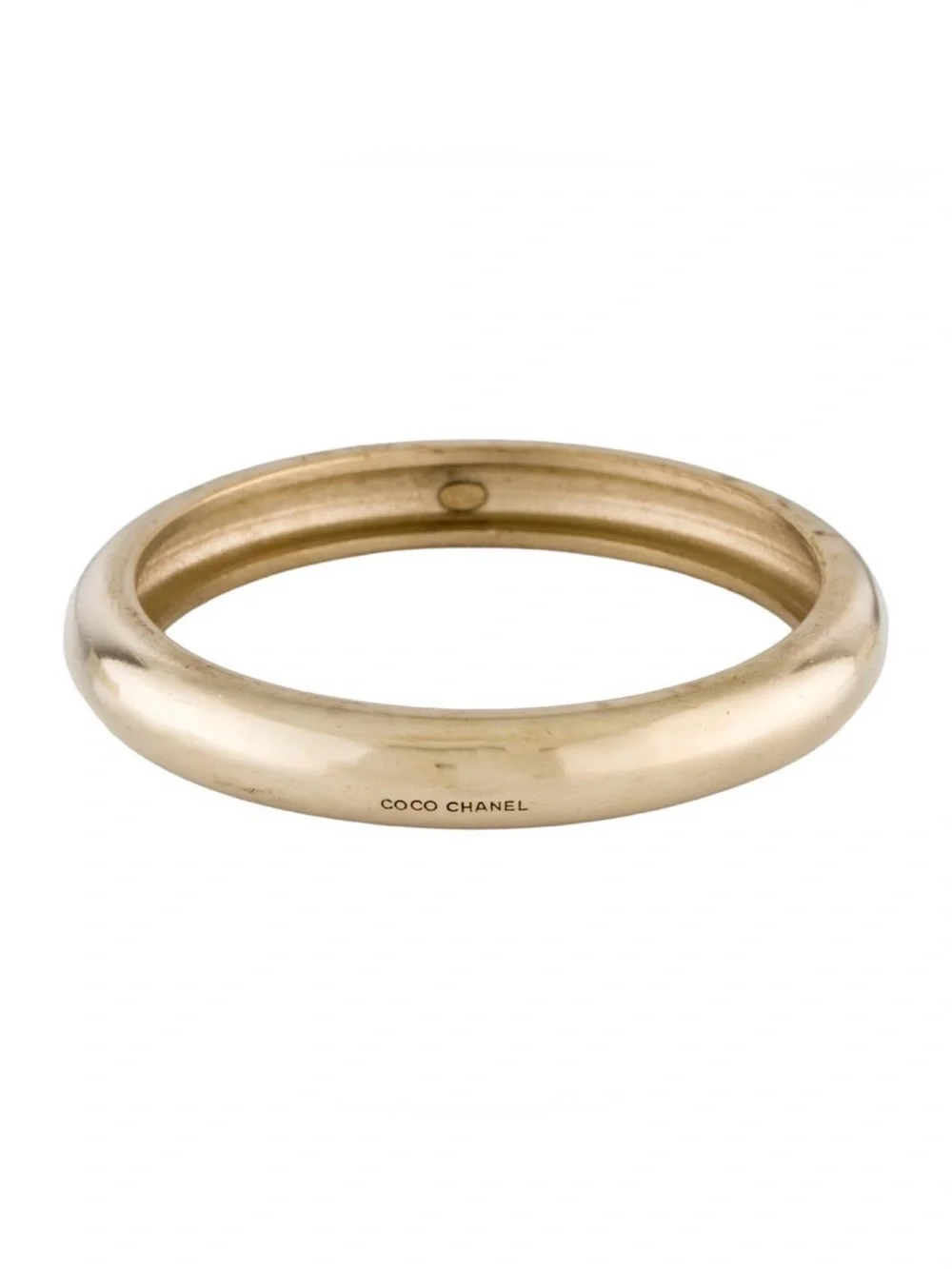 CHANEL Gold Hoop Bangle with COCO CHANEL Engraving